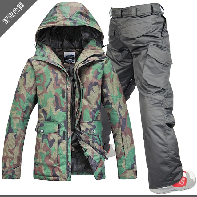 Buy 2015 Gsou snow mens ski suit army green camouflage