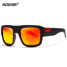 Мужские и женские уличные солнечные очки KDEAM, лоскутные поляризационные черные очки для занятий серфингом и атлетикой, солнцезащитные очки с защитным чехлом