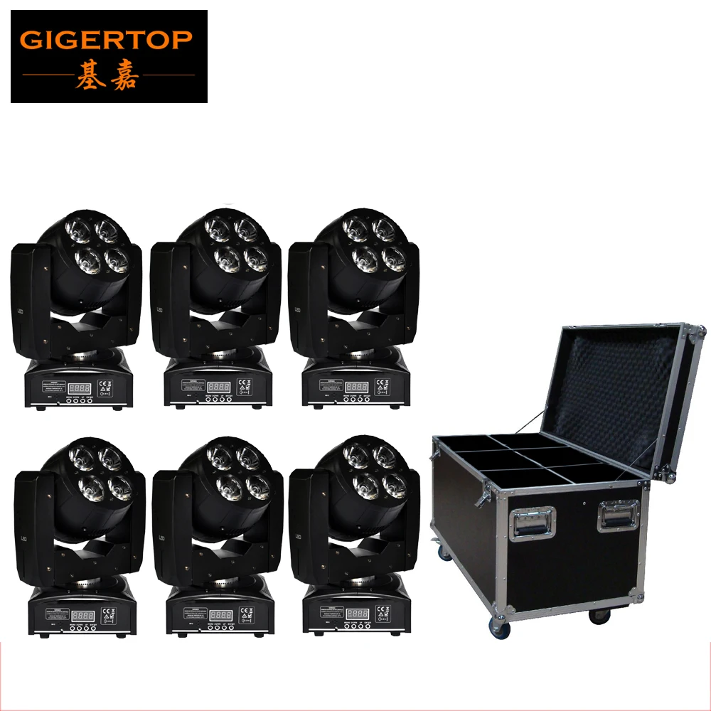 6IN1 Flightcase Pack 8*15W OS-RAM RGBW Led Moving Head Light Double Face Y Axis Endless Rotation Dual Wash/Beam Effect Lens