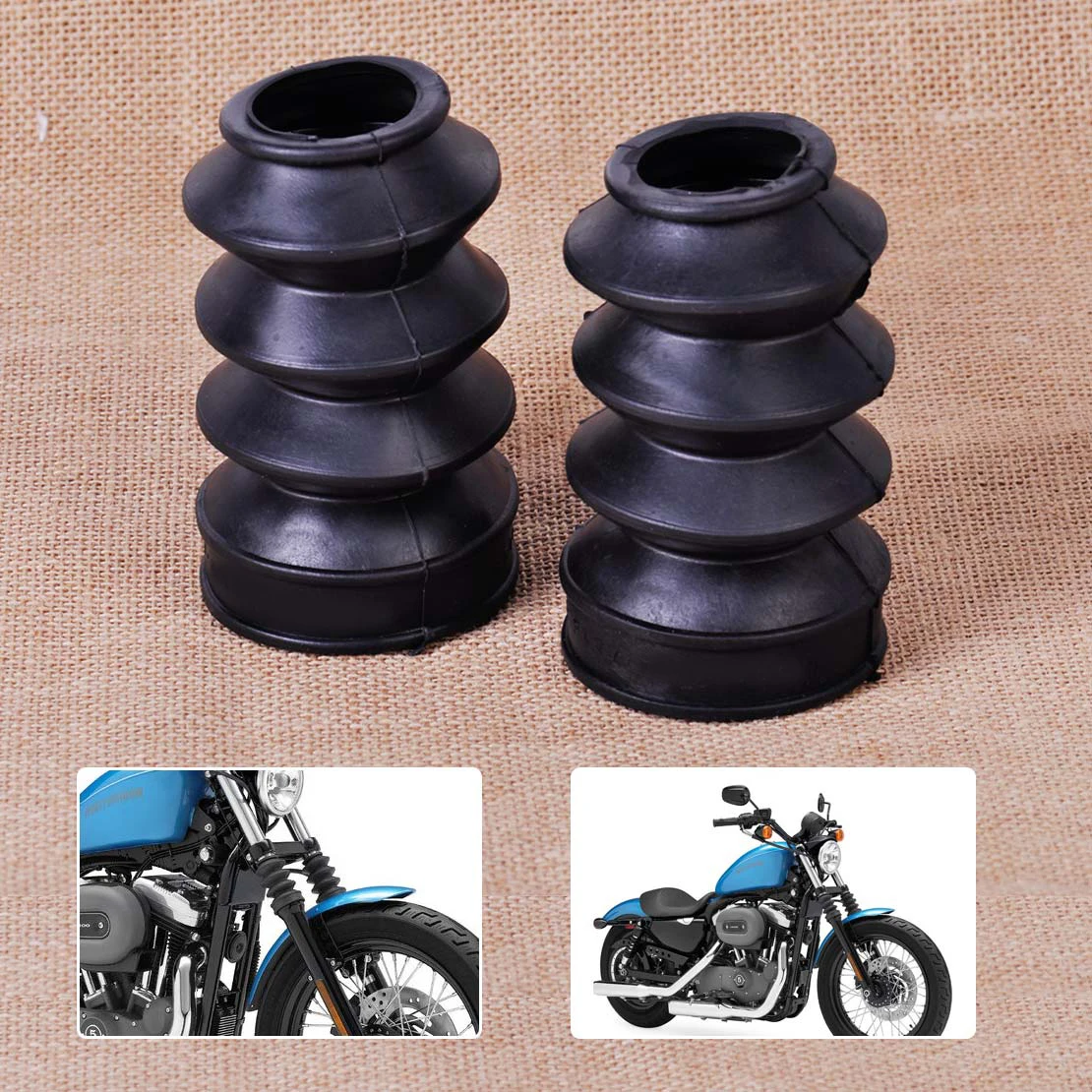 

CITALL Front Rubber Fork Dirt Cover Gaiter Gator Boot Cap Shock For Harley Sportster Dyna FX XL Motorcycle 1973 - 2011 2012 ~on