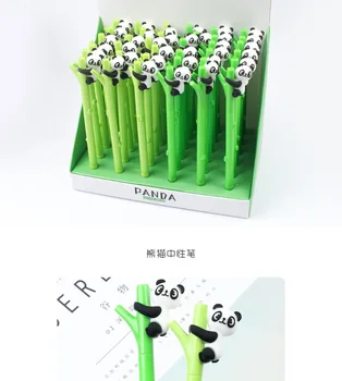 

100pcs cute cartoon panda plastic gel pen Creative bamboo pen 0.5mm black pen wedding party gift