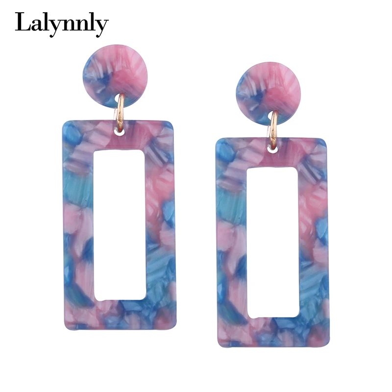 

Lalynnly 2018 New Fashion Acid Acrylic Earrings Dangle Square Earrings for Women Long Pendant Earrings Fashion Jewelry E13531