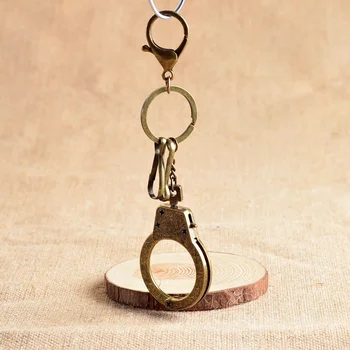 

Alloy Vintage Ancient Bronze Handcuffs Key Rings Keychains Pendant Key Accessories Gift For Friends 10PCS