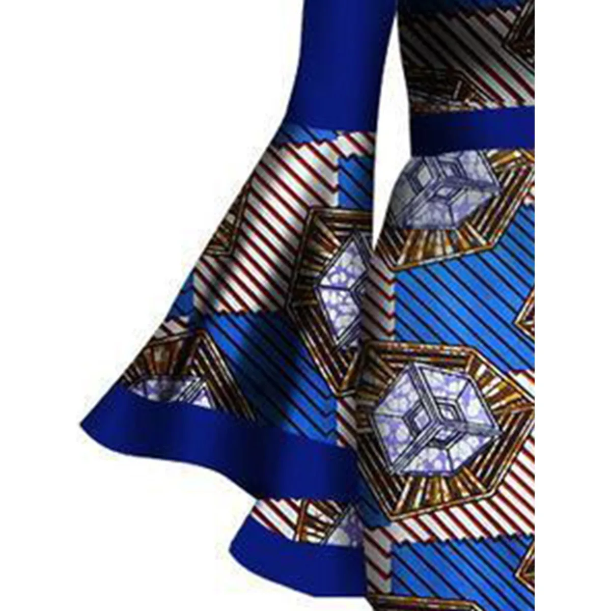 Kinikiss женское платье с длинным Расклешенным рукавом, Королевский синий цвет, вечерние платья-карандаш, Осеннее цветное платье с геометрическим рисунком, элегантное винтажное платье