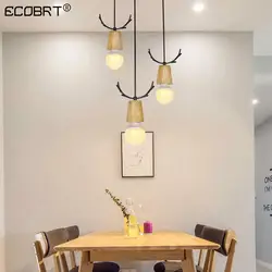 Современный минималистский Творческий деревянные рога ретро люстра ресторан бар стол исследование украшения освещение