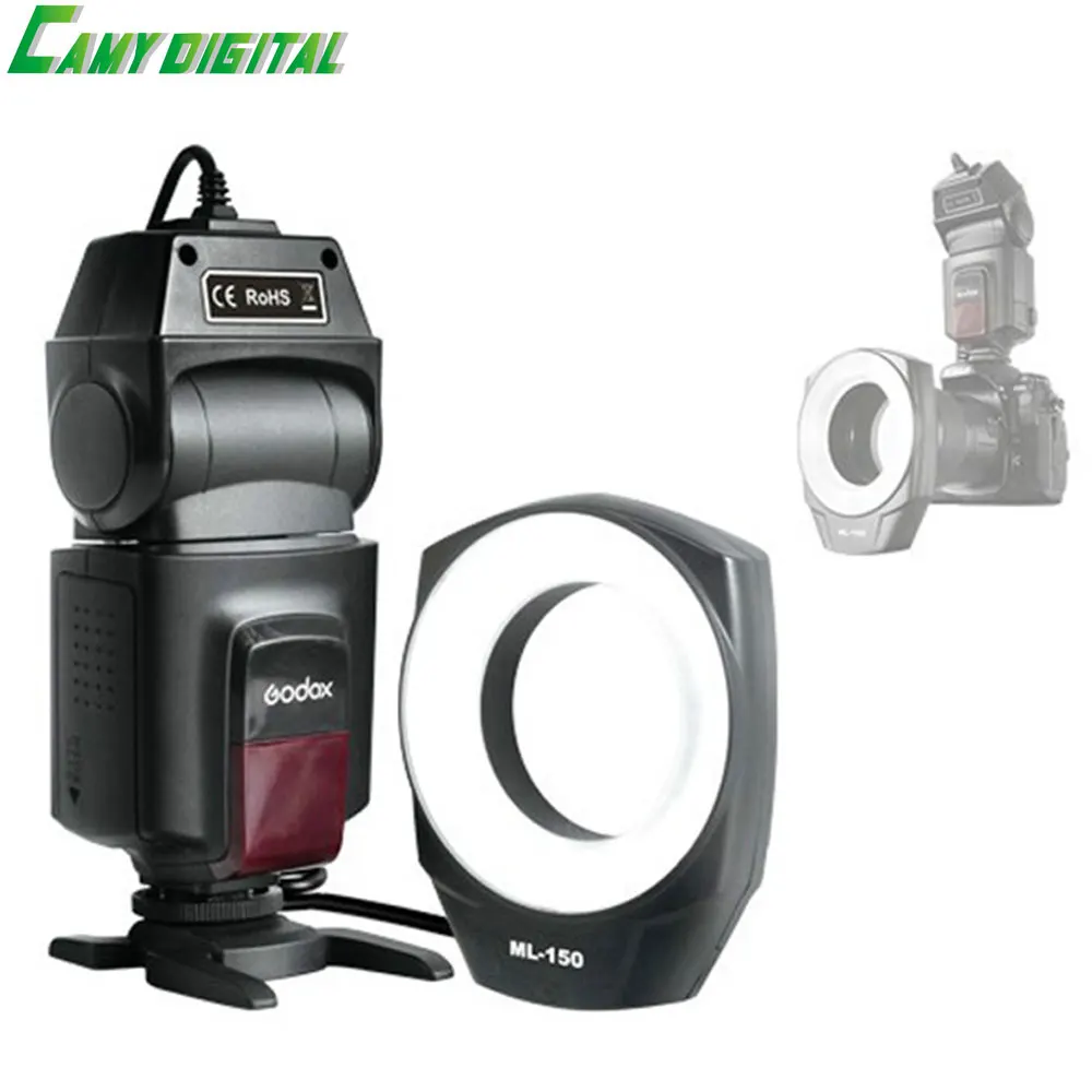 

Godox Macro Ring Flash ML-150 circular GN10 Color Temperature 5600K-200K Flash Duration 1/300s-1/5000s For all DSLR camera