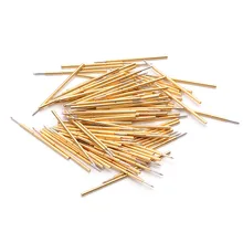 P048-J 100 Pcs/ Pack Spring Test Probe Phosphor Bronze Tube Gold-Plated Electrical Instrument Tool For Testing Circuit Board electrical probe testing lead wire hooks yellow 20 pack