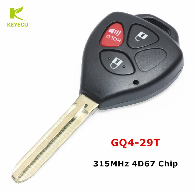 Брелок KEYECU с дистанционным управлением 3 кнопки 315 МГц 4D67 для Toyota 2009-2010 датчик