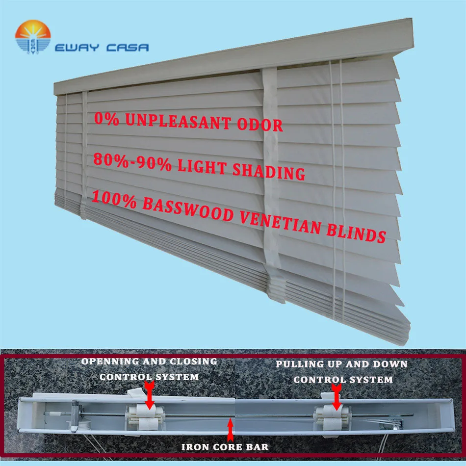 EWAY CASA persianas impermeables personalizadas persianas de madera listones de madera reales persianas venecianas persianas verticales persianas n. °: WB_MB580