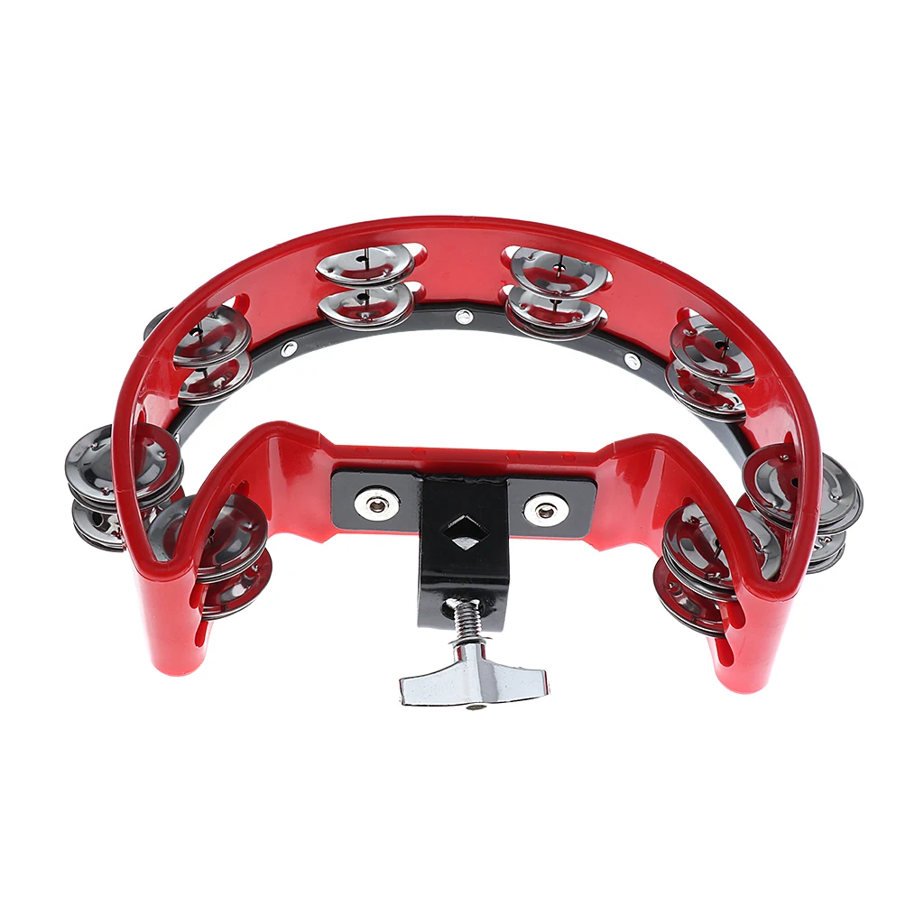 Tambourine Rattle Percussion with Clip Holder for Stage Performance Accompaniment
