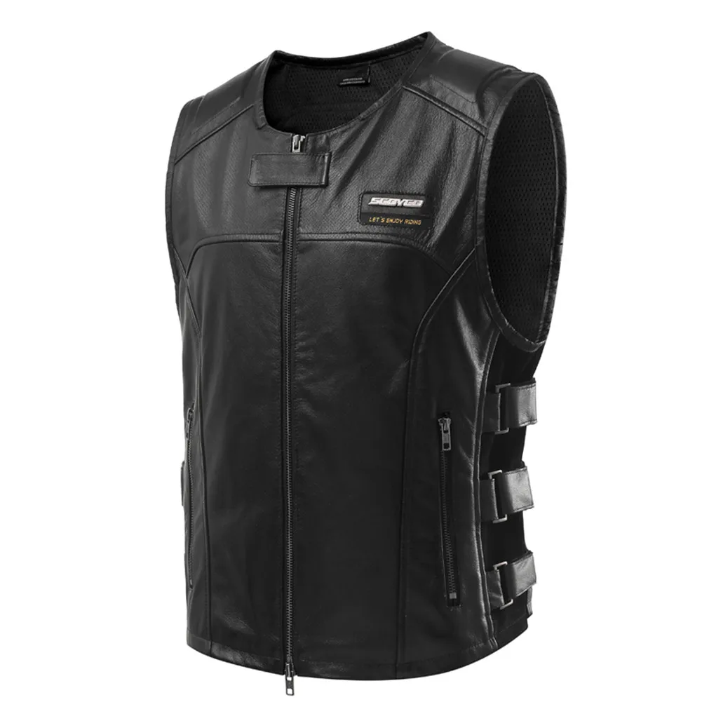 

City Vintage Motorcycle Vest Leather Clothing Men Racing Protective Visbility Moto Jacket Armor Vests Security Motorbike Retro