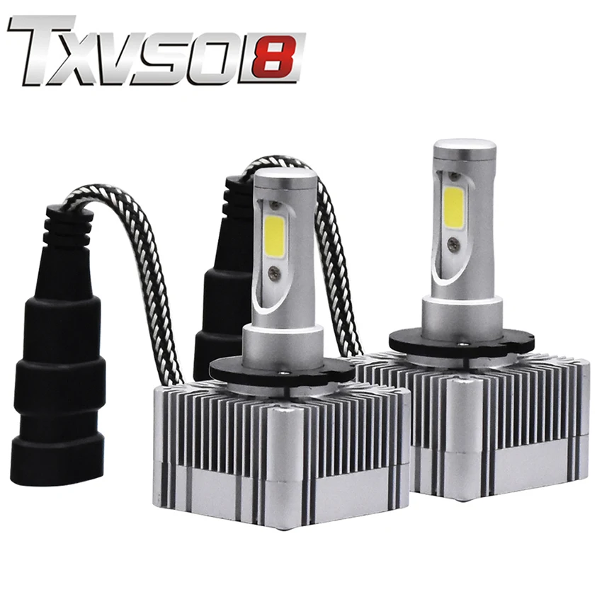 

TXVSO8 2PCS H4 led D1S/D3S Fog Light Bulbs Replacement Kits Flip COB Chips 55W 26000LM 6000K H7 Led Headlight Auto H11 headlamp