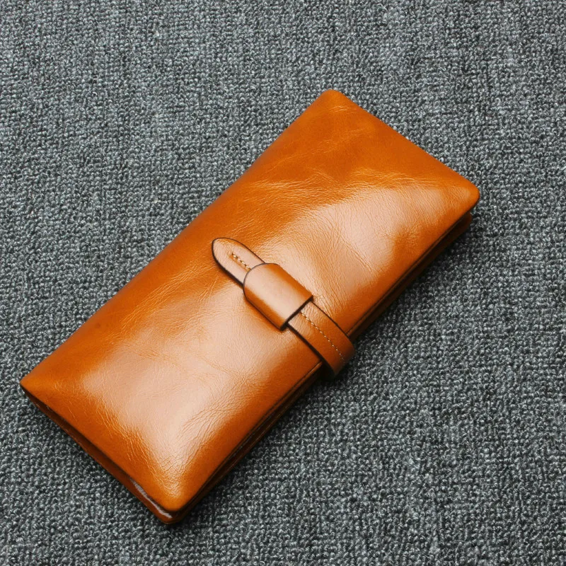 

2018 New Fashion Retro Men's Wallet Cowhide Long Lady Leather Wallet Large Capacity Purse Clutch Coin Purse