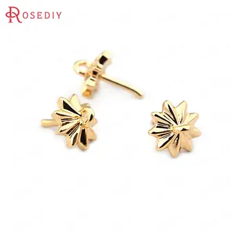 

(33609)20PCS 7.5*5.5MM 24K Gold Color Brass Half Pins Beads Caps High Quality Diy Jewelry Findings Accessories wholesale