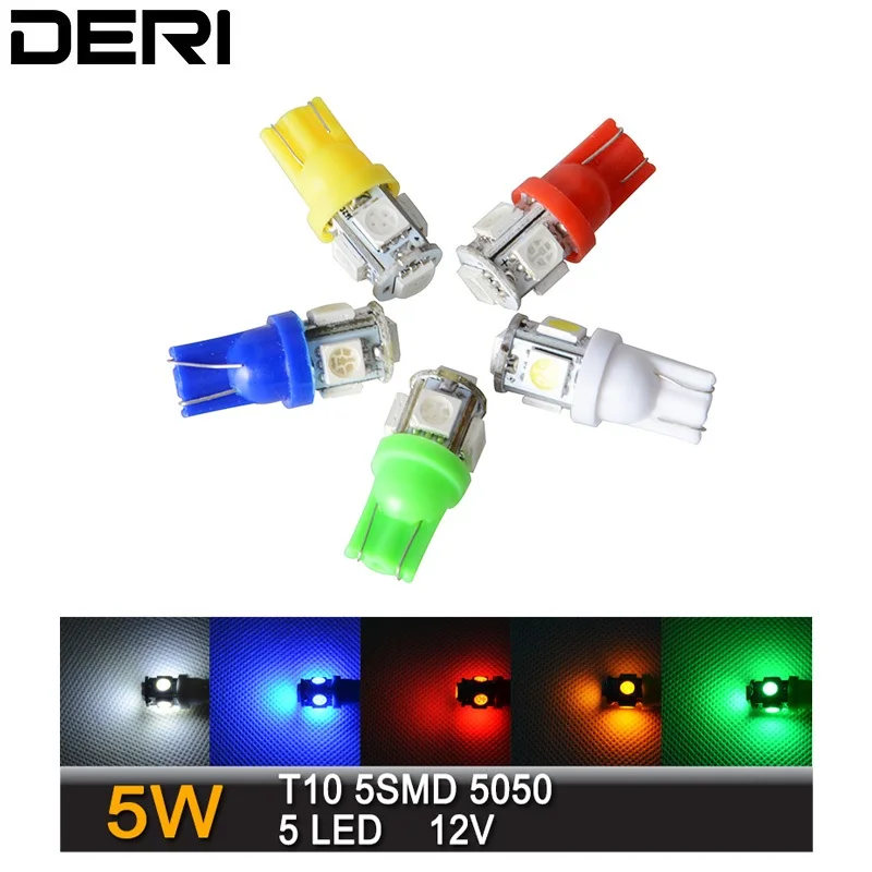 10 шт. T10 1 5 W светодиодный светильник 5050 SMD 194 168 Xenon цветов клиновидный для салона
