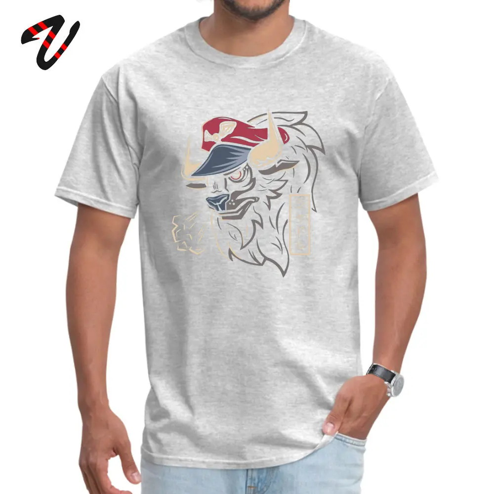 Funny Master Bison Personalized Short Sleeve _black T-Shirt Autumn Round Collar Cotton Tops & Tees for Men Tops Shirt Casual Master Bison 3300 grey