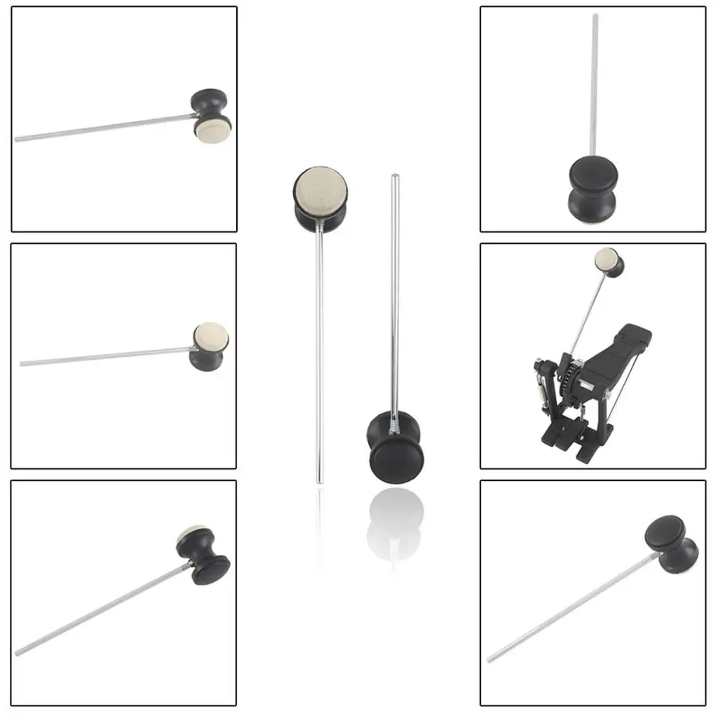2 Pieces Stainless Steel Drum Pedal Beater Mallet with Adjustable Hammer Head for Jazz Drum Accessory