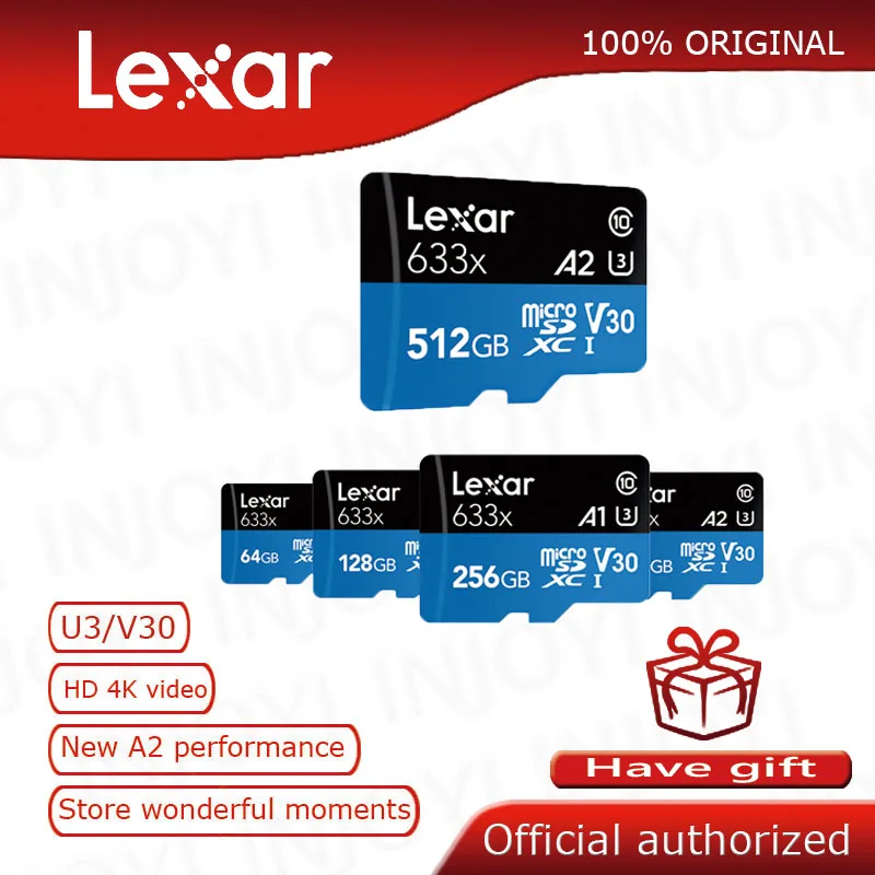 

Lexar micro sd memory card 16GB 32GB 64GB 128GB 256GB 512GB SDXC SDHC 95M 80M U1 U3 V10 4K Microsd Flash TF Card free shippin