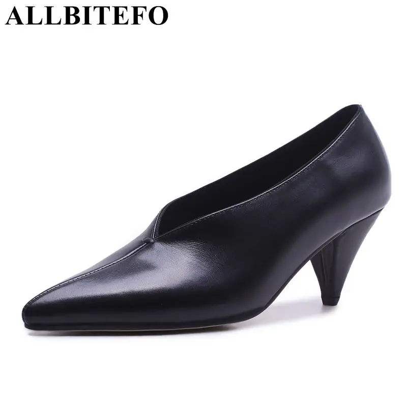 ALLBITEFO hot sale genuine leather pointed toe high heel shoes spring high heels office ladies shoes women shoes women pumps allbitefo hot sale patent leather high heels platform women pumps high heel shoes women shoes spring shoes sapatos femininos