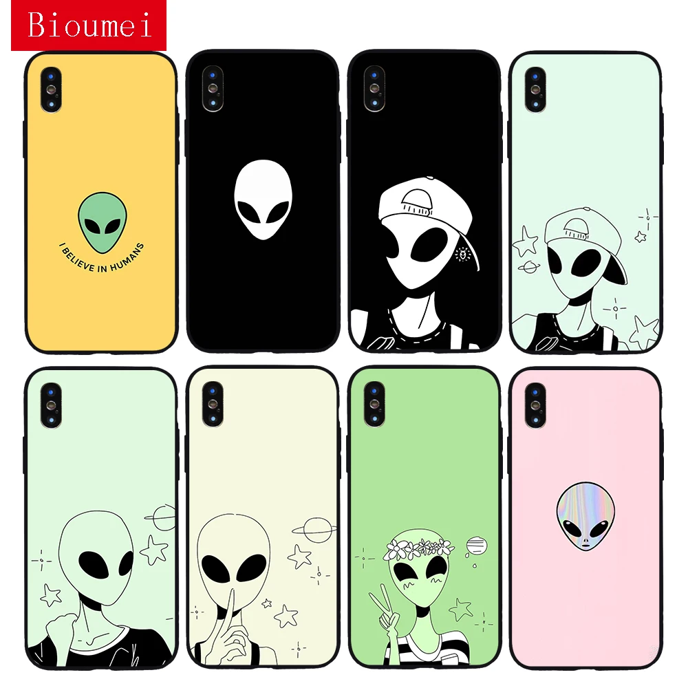 

Bioumei Alien aesthetic art Soft TPU Case for iphone XR XS Max iphone 6 6S 7 8 Plus 5 Back Cover Case for X 04