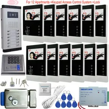 Brand New 4.3Inch Color Screen Video DoorPhone Intercom System 12 Monitors + 12 Key Outdoor Unit With Electronic Control Lock