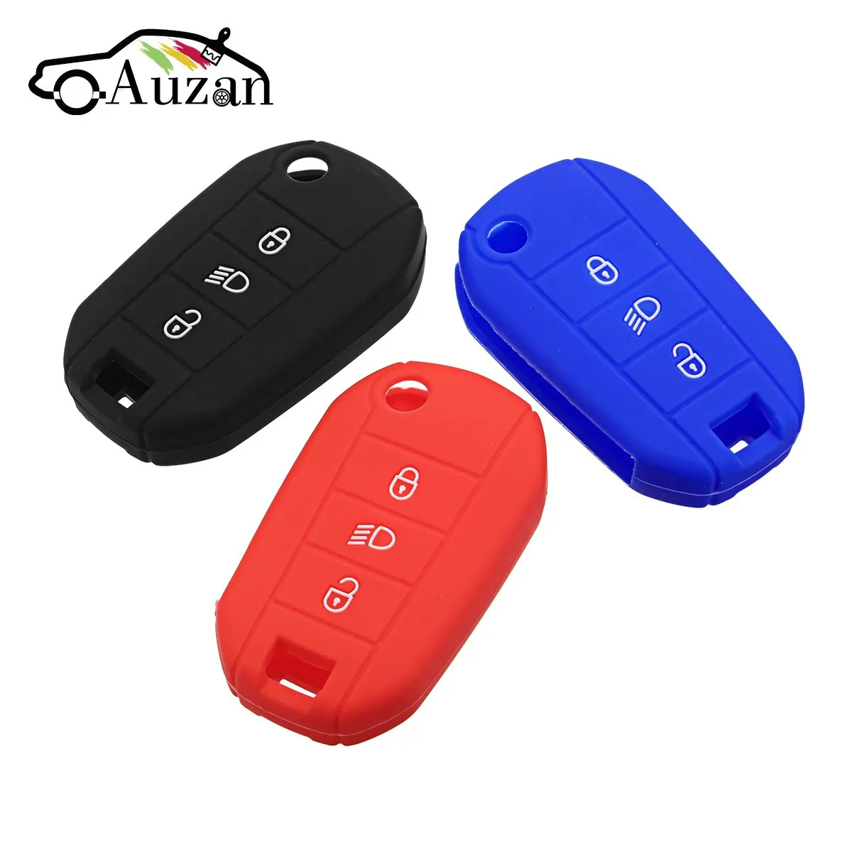 

3 Buttons Silicone Car Key Case Cover Shell for Peugeot 3008 208 308 Silica Gel Protective Cover