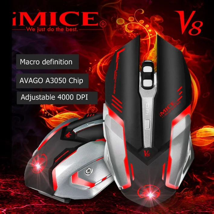 Оптическая игровая мышь iMICE V8 4000DPI проводная с подсветкой | Компьютеры и офис