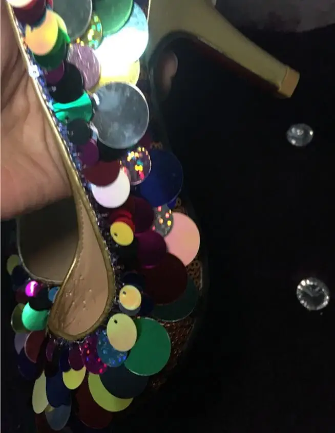 Pompes Dames Multi De Pic Femmes Bling As Printemps Chaussures Robe Ronde Chaton Cousu Mariage Paillettes Talons Zapatos Coloré Hauts qXHcZz