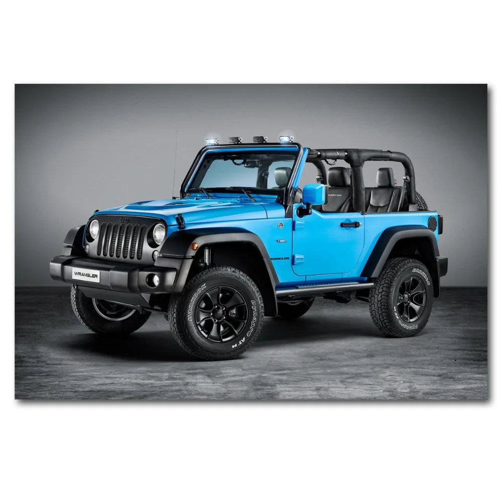 Jeeps Wrangler Rubicon Suv Blue Car Vehicle Wall Art Posters And Prints Canvas Art Diy Framed Paintings For Room Decor Painting Calligraphy Aliexpress
