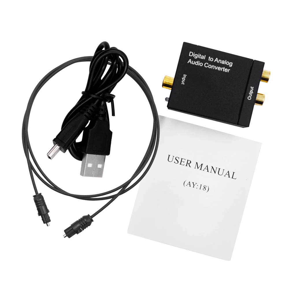 UNSTINCER Conversor Digital to Analog Audio Converter Adapter Optical Toslink Spdif to Coaxial Audio RCA with Optical Cable -in Converters from Computer ...