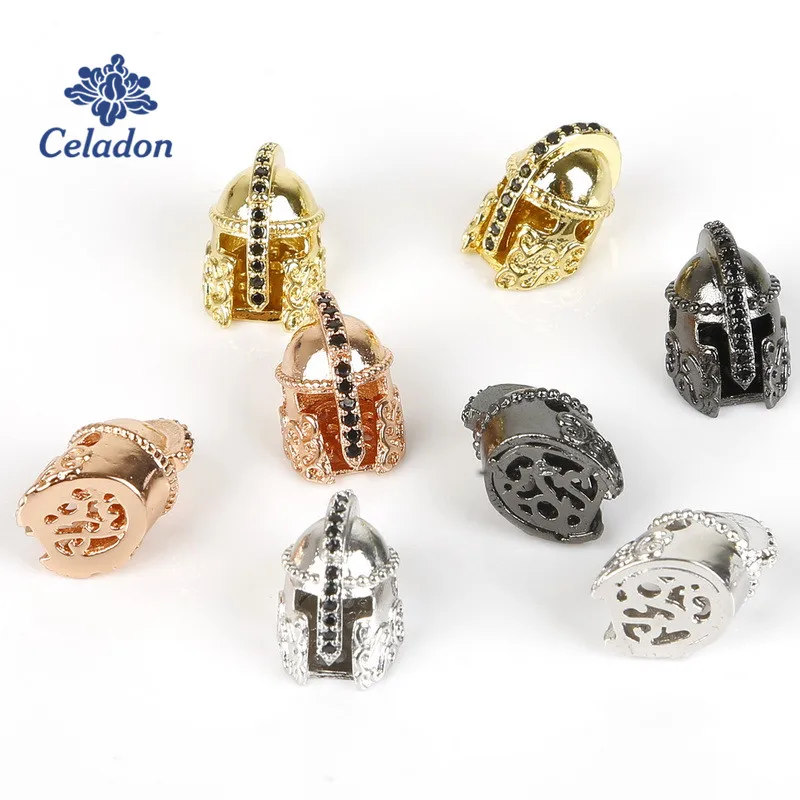 

4pcs/lot Vintage Antique Gold Knight Helmet Beads DIY Spacer Charm Beads 10*15mm fit Men Bracelet for Jewelry Making