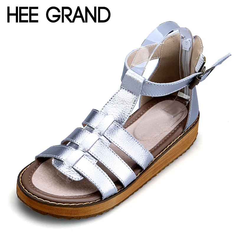 HEE GRAND/сандалии-гладиаторы; коллекция года; летние туфли на плоской платформе без застежки на толстой подошве; Повседневная накидка на каблуке; женская обувь; большие размеры 35-43; XWZ4667