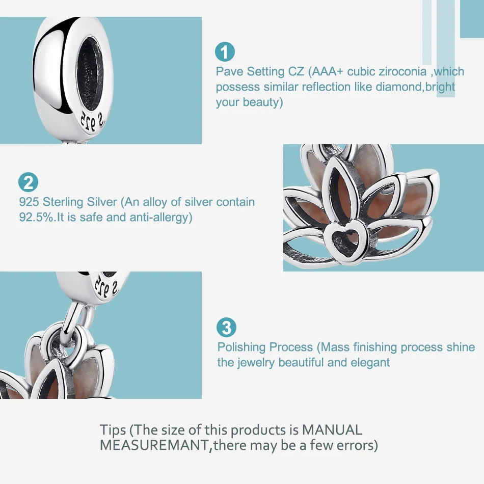 BELAWANG, сделай сам, серебряные бусины, подходят к оригинальному браслету Pandora, 925 пробы, серебряный шарм, эмаль, цветок лотоса, модные украшения из бусин