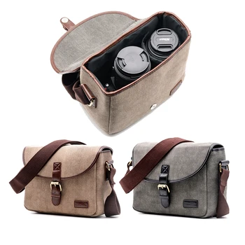 

Retro Waterproof Camera Bag Photography Package DSLR Shoulder Case for Sony Nikon Canon Canvas Micro Single Messenger Men Women