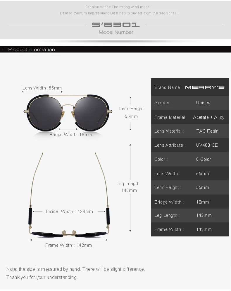 MERRYS дизайнерские женские модные круглые солнцезащитные очки, двухлучевая оправа, солнцезащитные очки с металлическими дужками, УФ-защита S6301