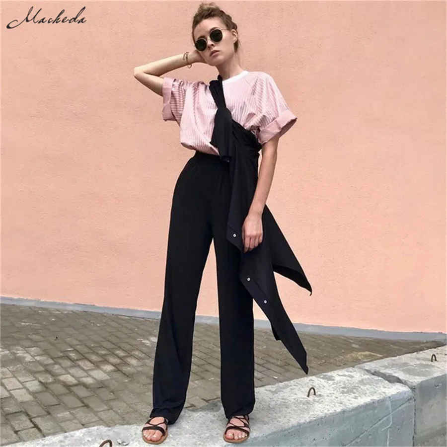 Macheda Summer Autumn Solid Elegant Women's Wide Leg Pants High Waist Fashion Ladies Casual Loose Long Trousers 2019 New Macheda Summer Autumn Solid Elegant Women's Wide Leg Pants High Waist Fashion Ladies Casual Loose Long Trousers 2019 New
