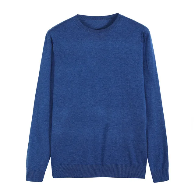 10 цветов Для мужчин для отдыха, что вязаный свитер Весна и осень Для мужчин, Детские одноцветные Круглый воротник пуловер Для мужчин, высокое качество, свитер - Цвет: bluey