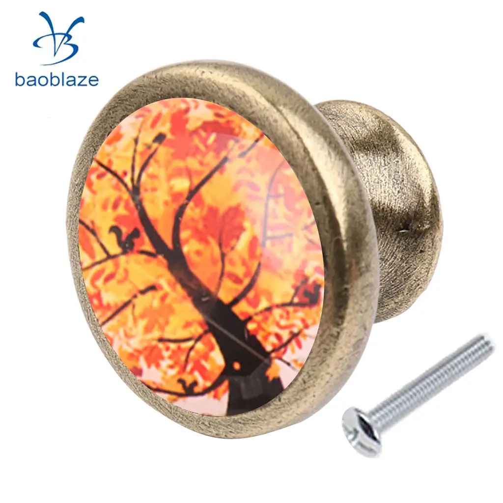 Baoblaze Tree Pattern Retor Metal Pull Knobs Cabinet /Drawer/ Cupboard/ Wardrobe/ Door/ Bin Pull Handle for Home DIY Decor