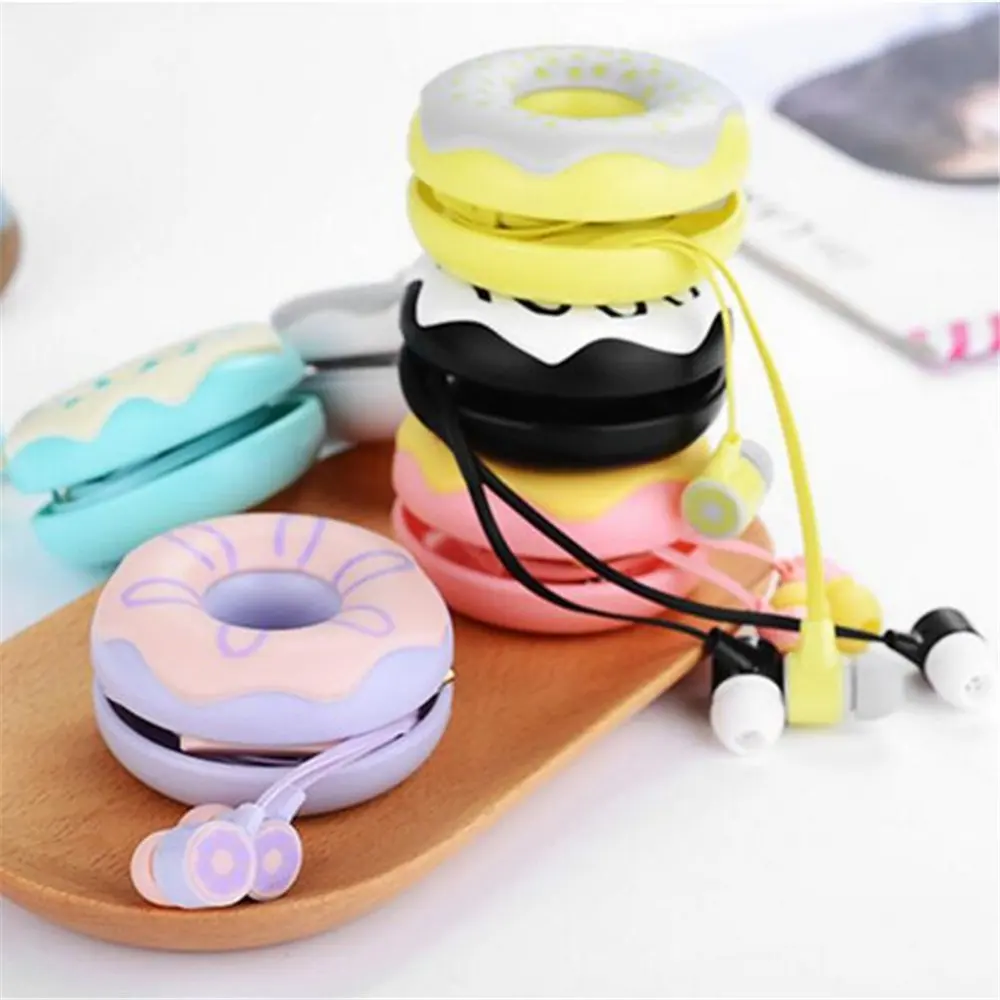 Donut case Candy Color Cute Earphones Mic Earphone for girls Kids 3.5mm