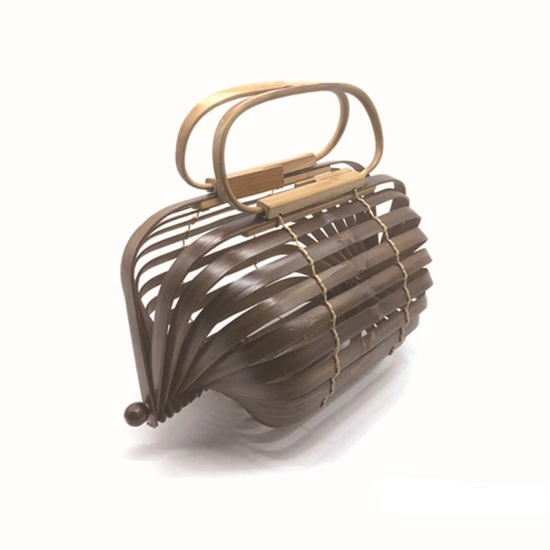 

inOne Handmade Birdcage 3D Solid Organic Natural Bamboo Hollow Out Tote Handbag Travel Beach Bags for Women 2019 Bag Purse
