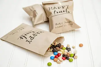 

Happy Trails Wedding popcorn candy Buffet treat gift bar bags BIRTHDAY engagement Rehearsal Dinner Bakery Cookie Favors pouches