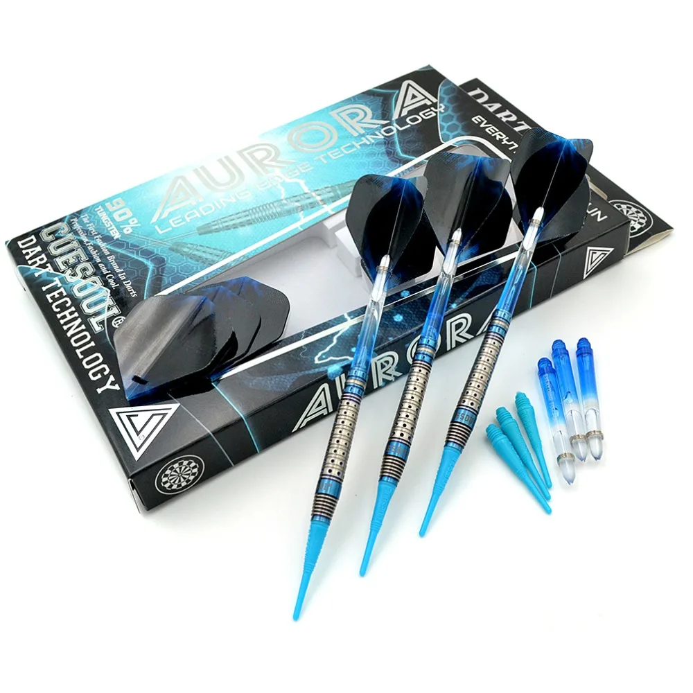 

CUESOUL AURORA Blue 18g Soft Tip Tungsten Dart Set,Blue Titanium Nitride Coating