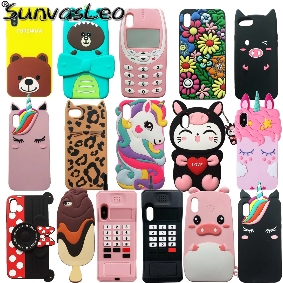 

For iPhone x 7 8 case 3D Cartoon Animal Soft Silicone Case for iphone 8 plus phone case for iphone xs max case cover shell