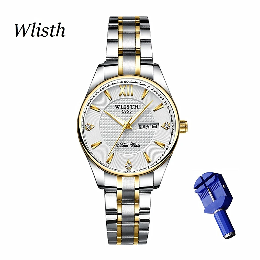 

WLISTH Dual Date Week Women Watch Ladies Bracelet Watches Waterproof Diamond Dress Woman Watch Luxury Steel Quartz Watches 2019