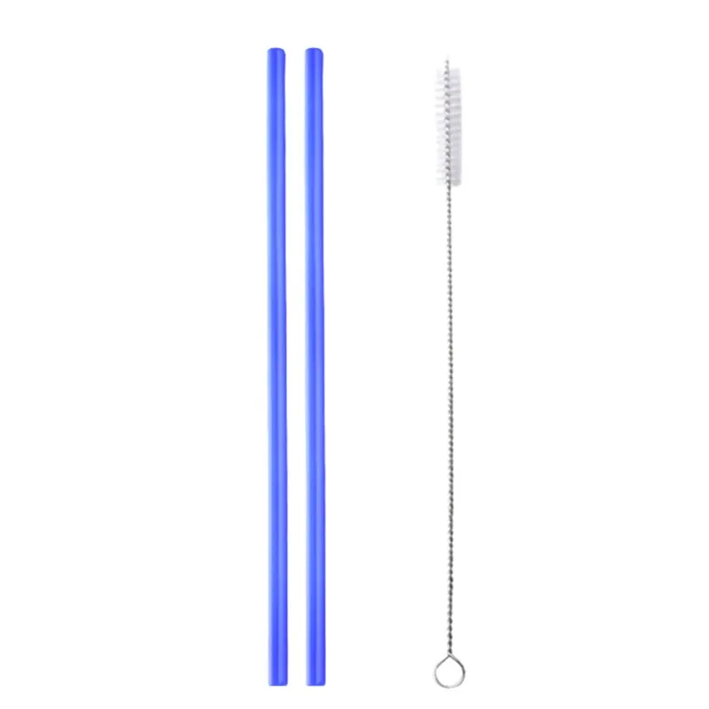 Straight-2PCS Многоразовые трубочки с чистящей щеткой для чая, сока, вечерние принадлежности, 6 мм - Цвет: Straight-2PCS
