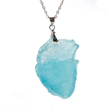 

Precious Blue Natural Stone Pendant Irregular Shape Fashion Women Men Aqua marine Necklaces Pendant 39*25*17mm