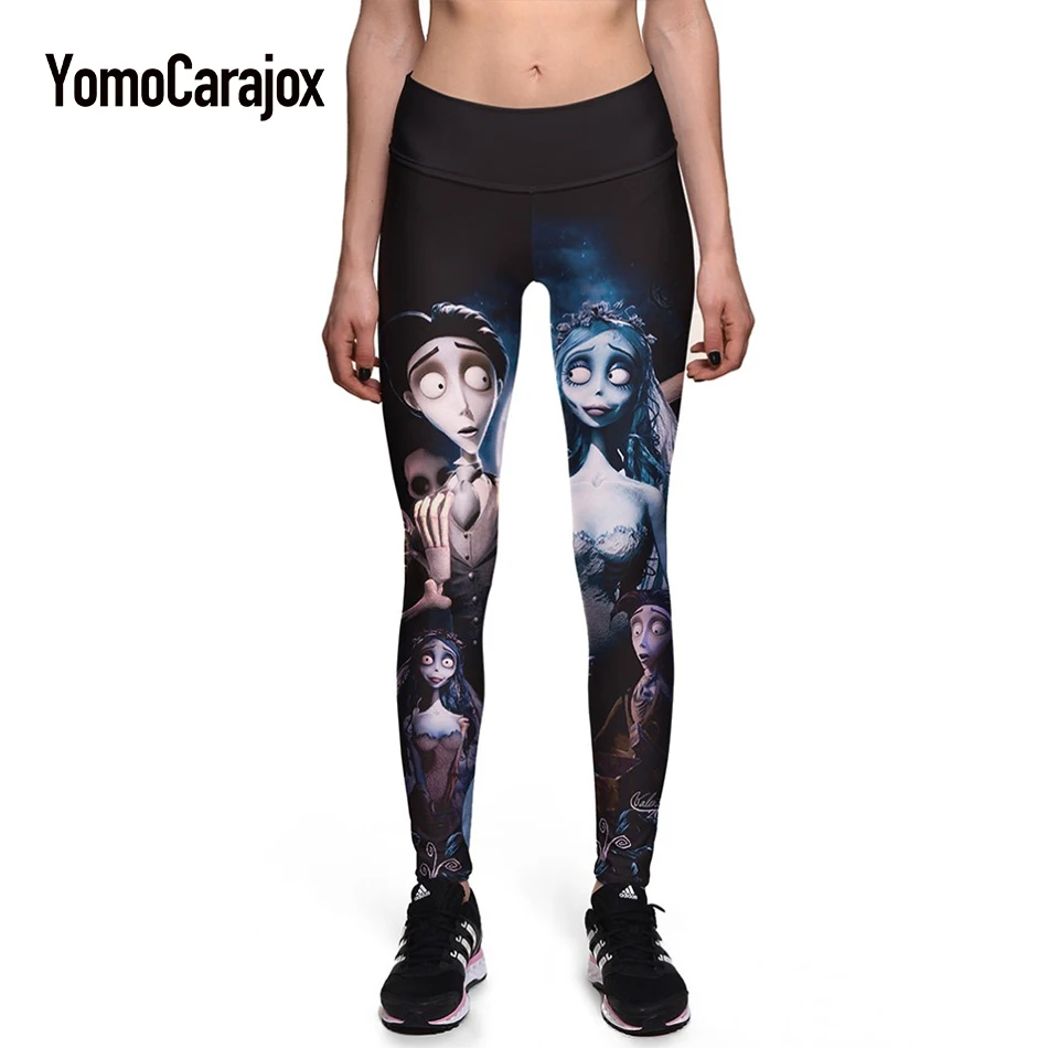 

New Fashion Corpse Bride Cartoon Print Leggings Summer Style Slim Casual Gothic Interest Fitness Women Sexy Pants