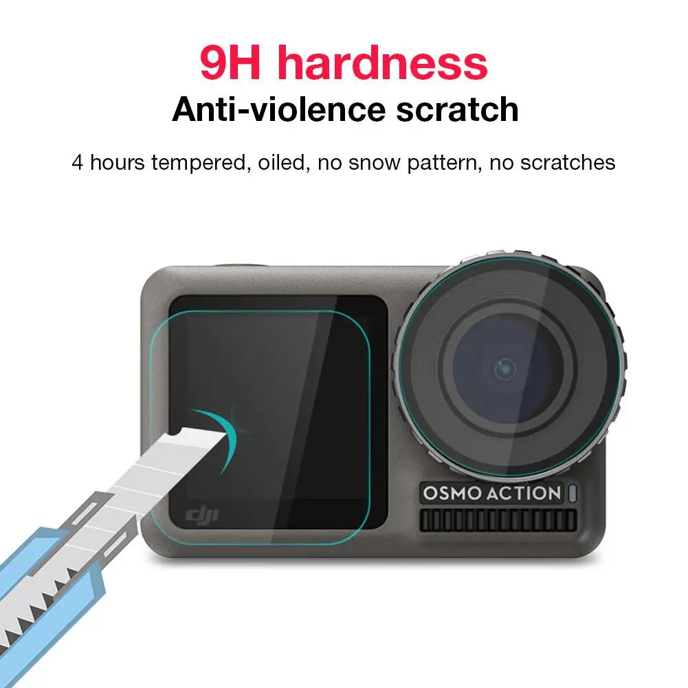 

For DJI OSMO ACTION Screen Tempered Film Sports Camera Protective Film Set Pocket Camera Accessories Screen Protector For OSMO A