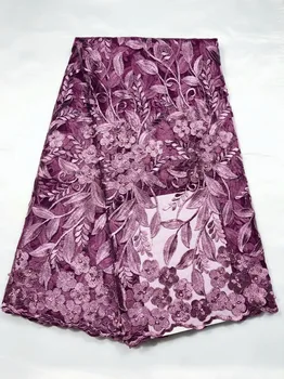 

Latest African Lace Fabric 2019 Light Pink Tulle Lace Fabric With Beads High Quality African Nigerian Women For 5yards