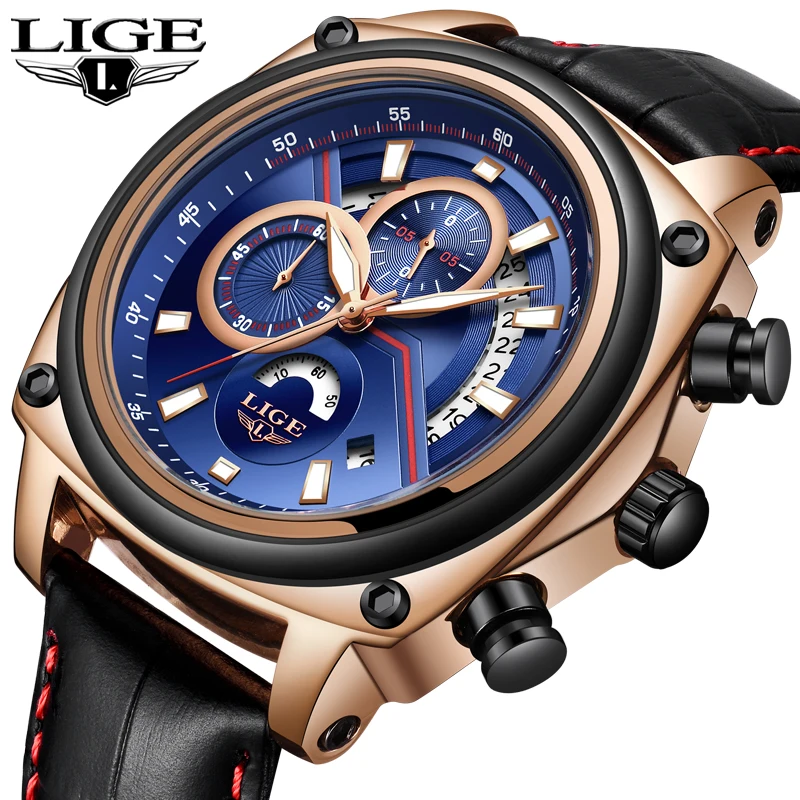 

LIGE Men Watches Top Brand Luxury Fashion Waterproof Sport Watch Luminous Chronograph Casual Quartz Men Watch Relogio Masculino